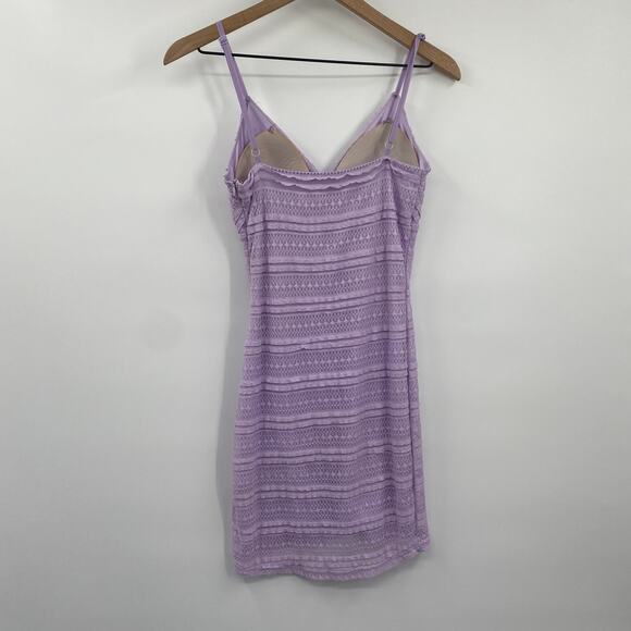 Superdown Carissa Mini Dress Bodycon Crochet Lace Surplice V Neck Lavender Small - Picture 5 of 10